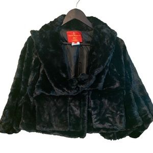 Vintage Y2K Vivienne Westwood Red Label black faux fur cropped jacket